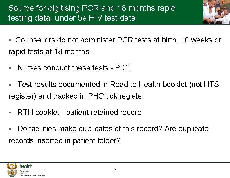 Source for digitising PCR and 18 months rapid testing data, under 5 s HIV