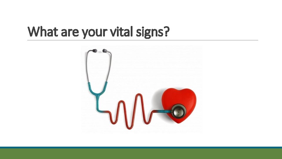 What are your vital signs? 
