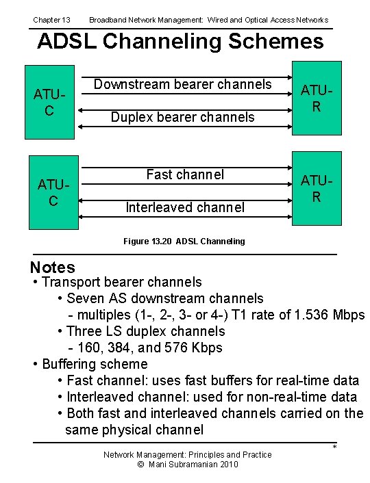 Chapter 13 Broadband Network Management: Wired and Optical Access Networks ADSL Channeling Schemes ATUC