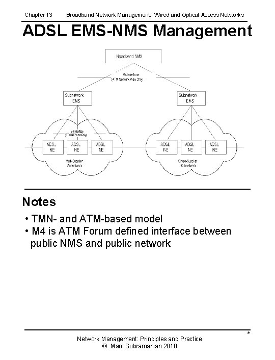 Chapter 13 Broadband Network Management: Wired and Optical Access Networks ADSL EMS-NMS Management Notes