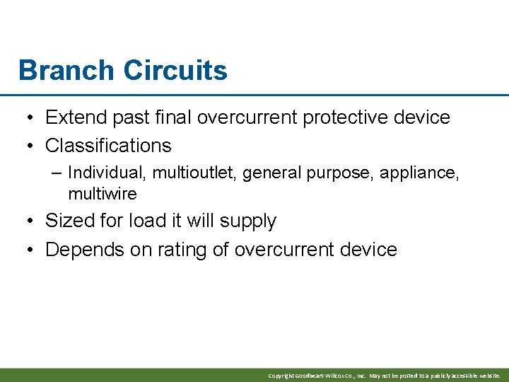 Chapter 12 Branch Circuits and Feeders Objectives Identify