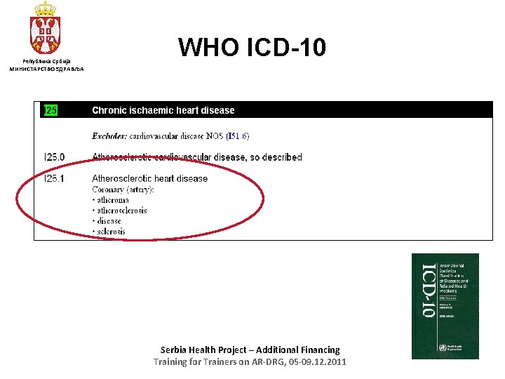 Република Србија МИНИСТАРСТВО ЗДРАВЉА WHO ICD-10 Serbia Health Project – Additional Financing Training for