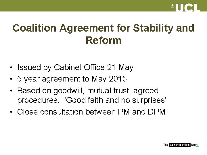 Coalition Agreement for Stability and Reform • Issued by Cabinet Office 21 May •