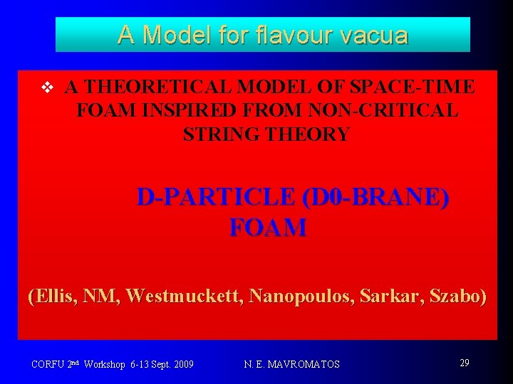 A Model for flavour vacua v A THEORETICAL MODEL OF SPACE-TIME FOAM INSPIRED FROM