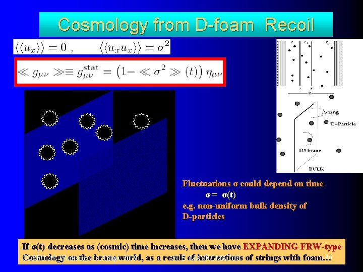 Cosmology from D-foam Recoil Fluctuations σ could depend on time σ = σ(t) e.