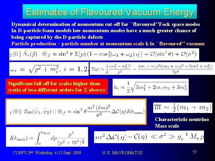 Estimates of Flavoured Vacuum Energy Dynamical determination of momentum cut-off for ``flavoured’’Fock space modes