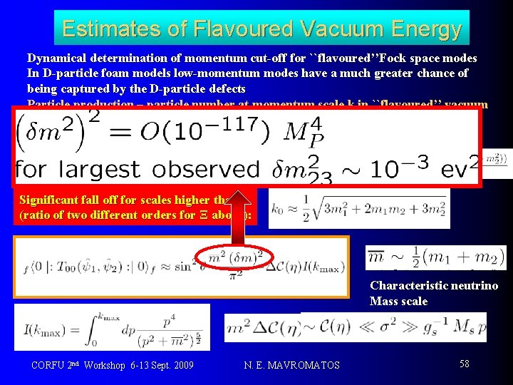 Estimates of Flavoured Vacuum Energy Dynamical determination of momentum cut-off for ``flavoured’’Fock space modes