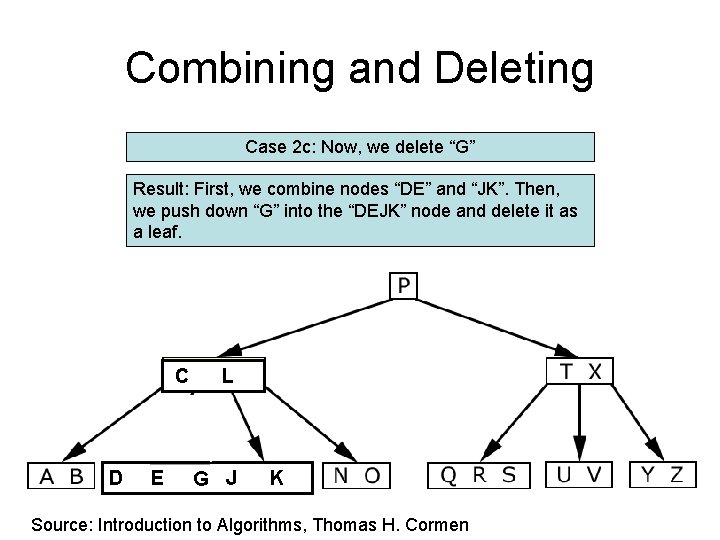 Combining and Deleting Case 2 c: Now, we delete “G” Result: First, we combine