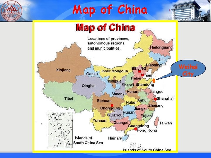 Map of China Weihai City 