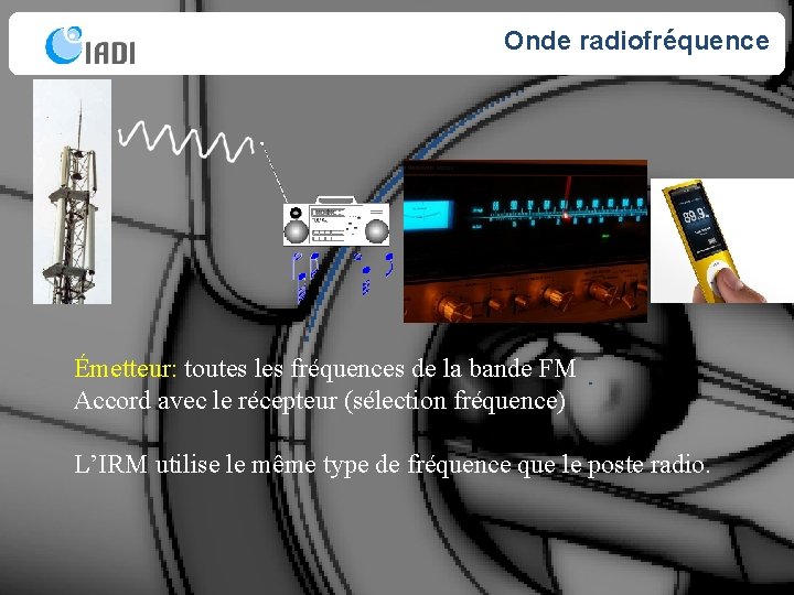 Onde radiofréquence Émetteur: toutes les fréquences de la bande FM Accord avec le récepteur