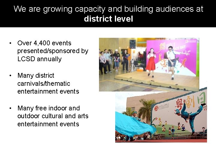 We are growing capacity and building audiences at district level • Over 4, 400