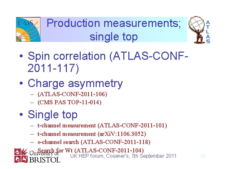Production measurements; single top • Spin correlation (ATLAS-CONF 2011 -117) • Charge asymmetry –
