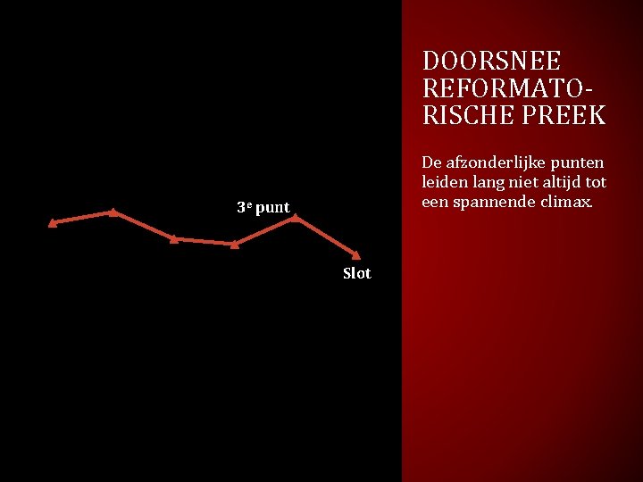 DOORSNEE REFORMATORISCHE PREEK 1 e punt Intro De afzonderlijke punten leiden lang niet altijd