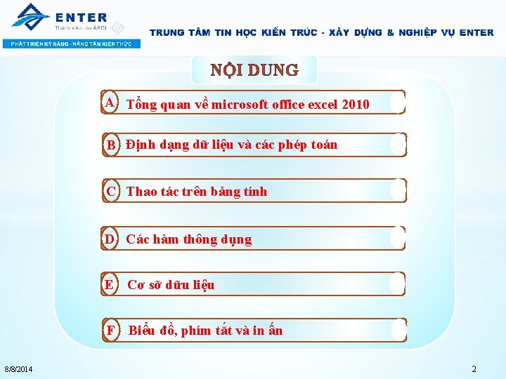 NỘI DUNG A Tổng quan về microsoft office excel 2010 B Định dạng dữ