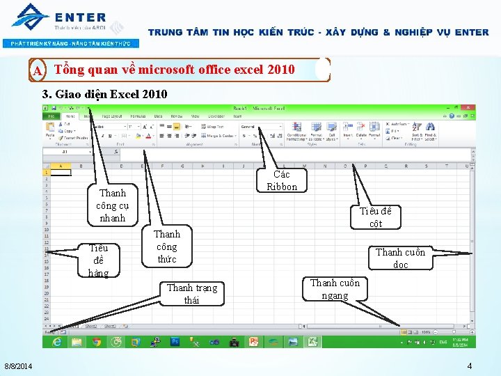 A Tổng quan về microsoft office excel 2010 3. Giao diện Excel 2010 Các