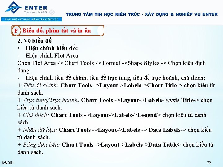 F Biểu đồ, phím tắt và in ấn 2. Vẽ biễu đồ • Hiệu