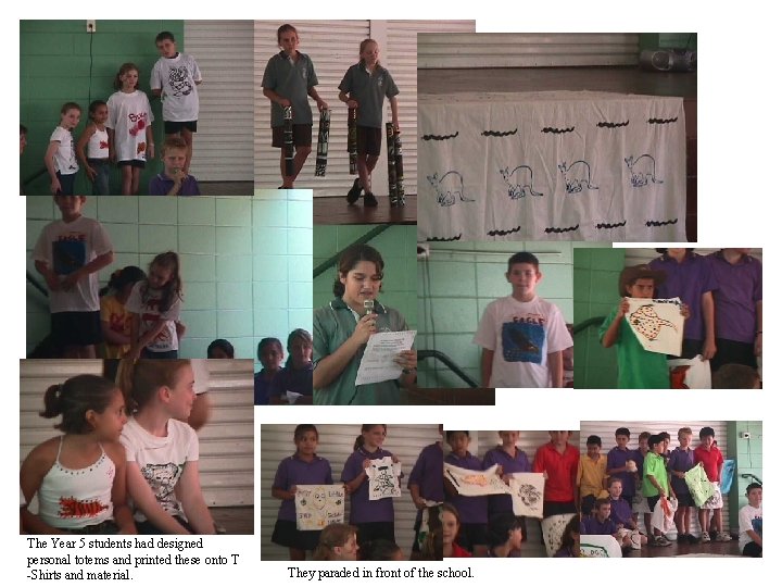 The Year 5 students had designed personal totems and printed these onto T -Shirts