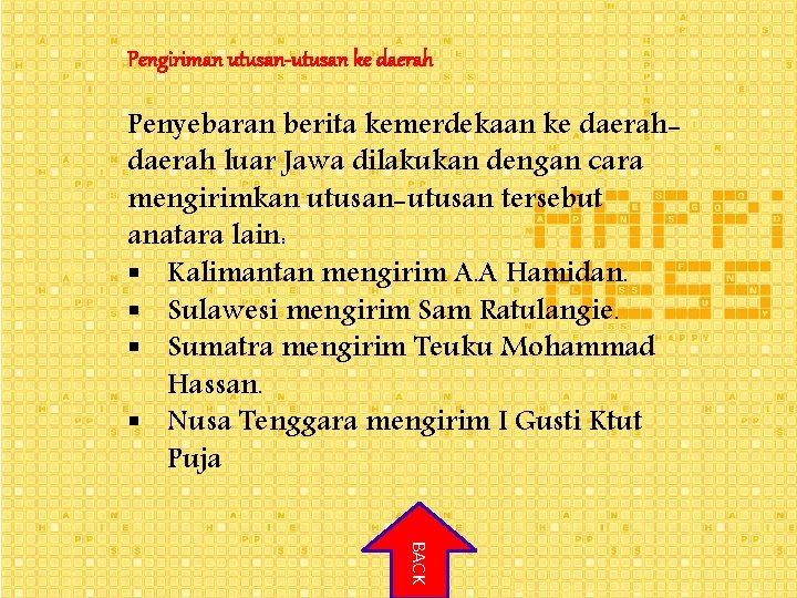 Pengiriman utusan-utusan ke daerah Penyebaran berita kemerdekaan ke daerah luar Jawa dilakukan dengan cara