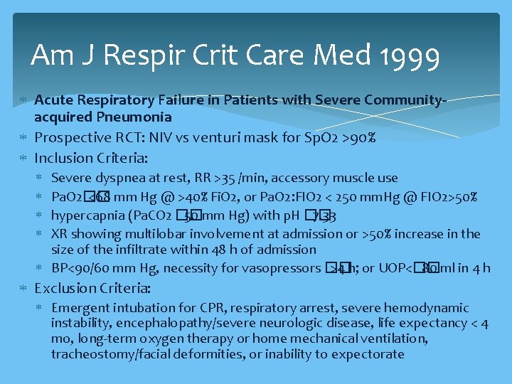 Am J Respir Crit Care Med 1999 Acute Respiratory Failure in Patients with Severe
