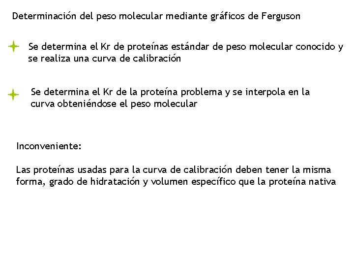 Determinación del peso molecular mediante gráficos de Ferguson Se determina el Kr de proteínas