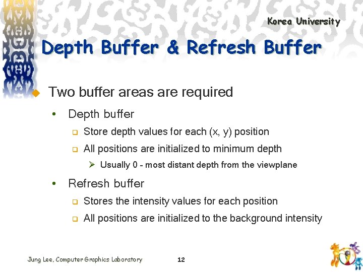 Korea University Depth Buffer & Refresh Buffer u Two buffer areas are required •