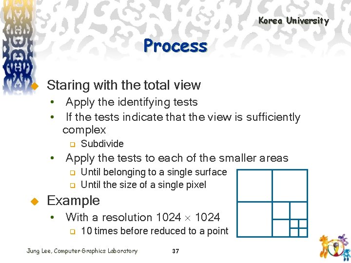 Korea University Process u Staring with the total view • Apply the identifying tests