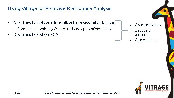 Using Vitrage for Proactive Root Cause Analysis • Decisions based on information from several