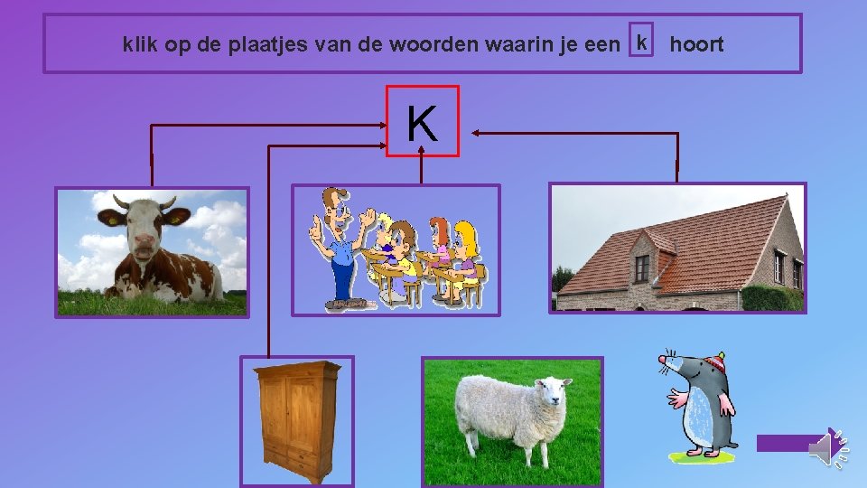 klik op de plaatjes van de woorden waarin je een k hoort K 