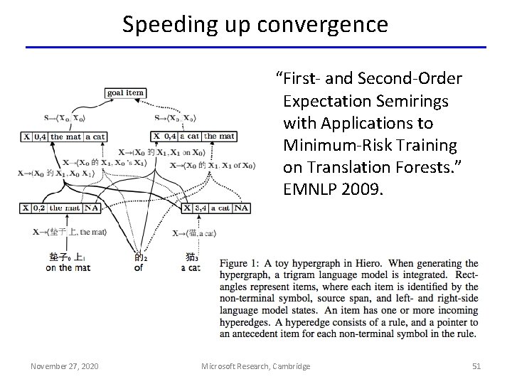 Speeding up convergence “First- and Second-Order Expectation Semirings with Applications to Minimum-Risk Training on