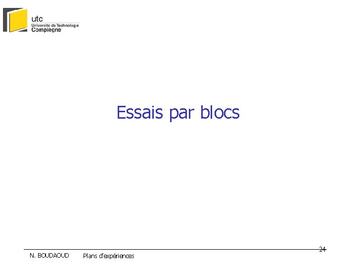 Essais par blocs N. BOUDAOUD Plans d’expériences 24 