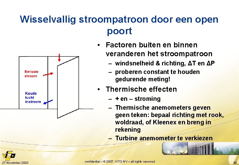 Wisselvallig stroompatroon door een open poort • Factoren buiten en binnen veranderen het stroompatroon