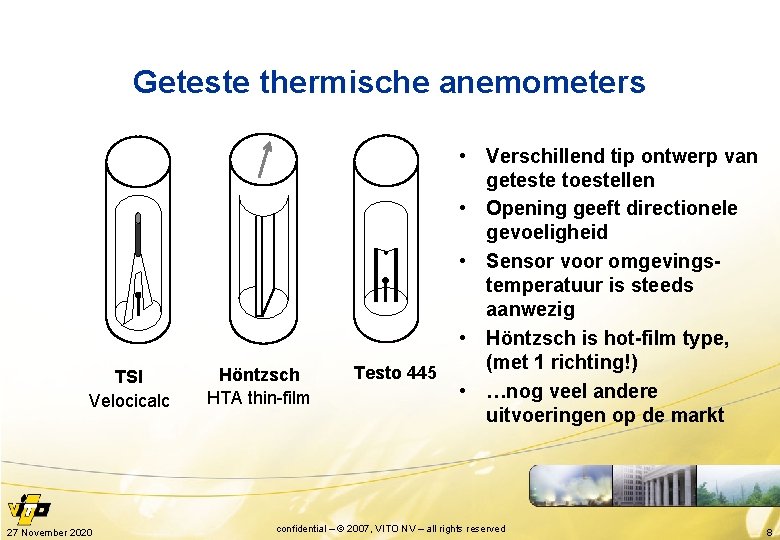 Geteste thermische anemometers TSI Velocicalc 27 November 2020 Höntzsch HTA thin-film Testo 445 •
