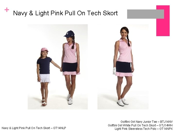 + Navy & Light Pink Pull On Tech Skort – GT 14 NLP Golftini