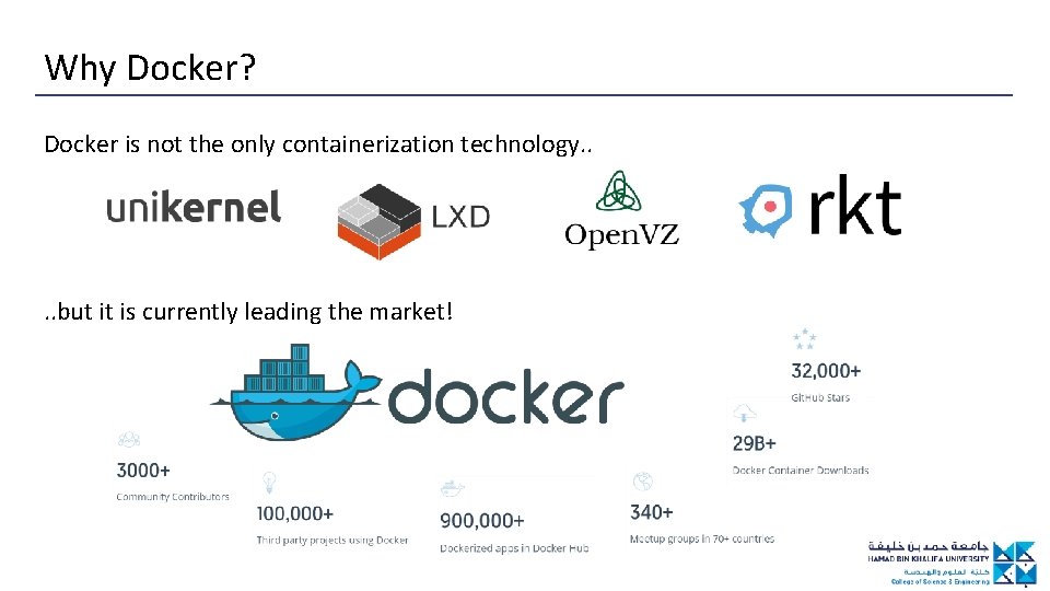 Why Docker? Docker is not the only containerization technology. . but it is currently
