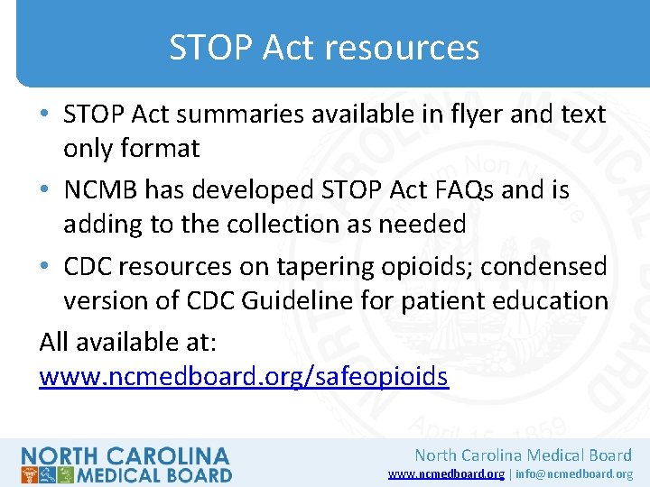 STOP Act resources • STOP Act summaries available in flyer and text only format