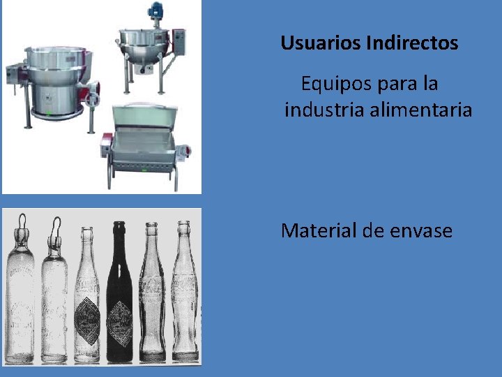 Usuarios Indirectos Equipos para la industria alimentaria Material de envase 