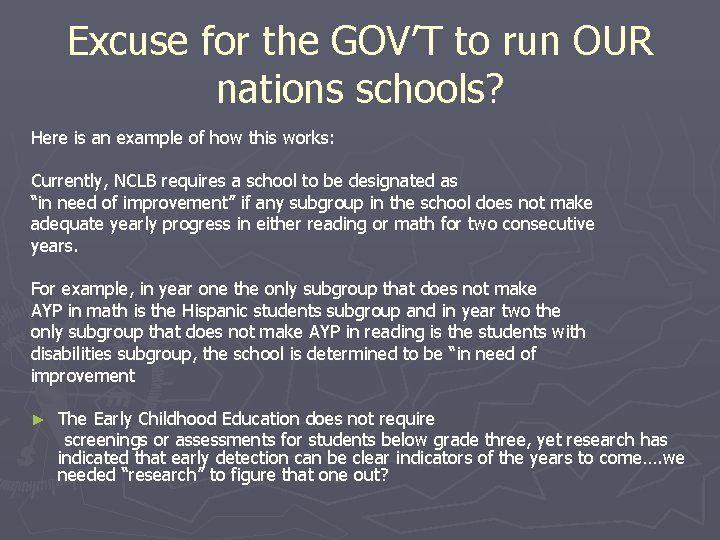 Excuse for the GOV’T to run OUR nations schools? Here is an example of