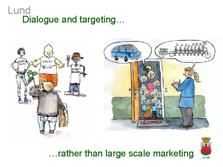 Lund Dialogue and targeting… …rather than large scale marketing 