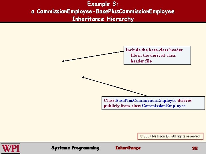 Example 3: a Commission. Employee-Base. Plus. Commission. Employee Inheritance Hierarchy Include the base-class header