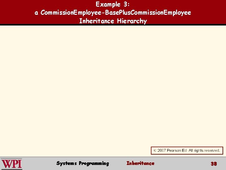 Example 3: a Commission. Employee-Base. Plus. Commission. Employee Inheritance Hierarchy Systems Programming Inheritance 38