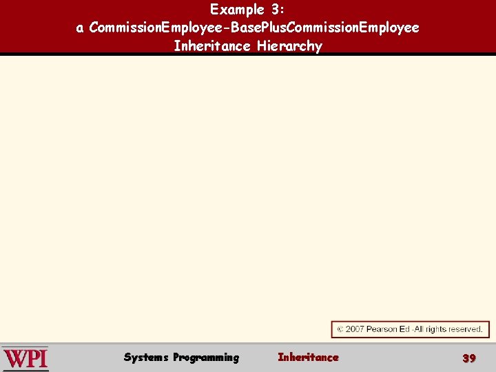 Example 3: a Commission. Employee-Base. Plus. Commission. Employee Inheritance Hierarchy Systems Programming Inheritance 39