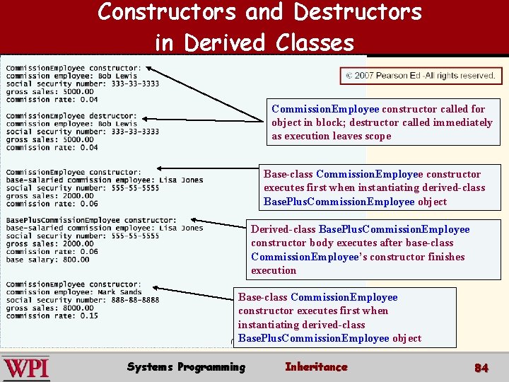 Constructors and Destructors in Derived Classes Commission. Employee constructor called for object in block;