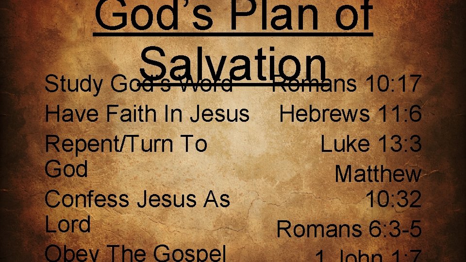 God’s Plan of Salvation Study God’s Word Romans 10: 17 Have Faith In Jesus