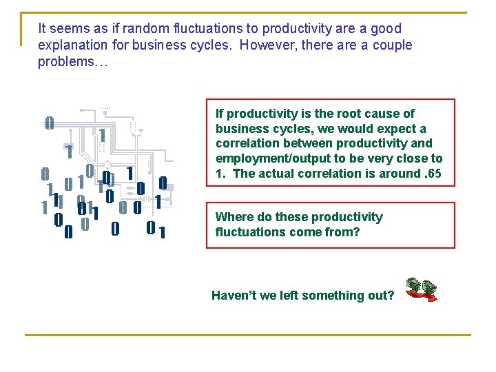 It seems as if random fluctuations to productivity are a good explanation for business