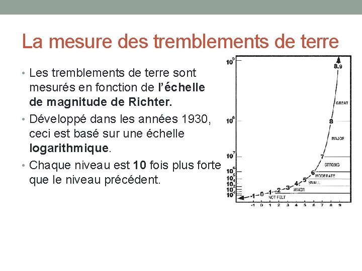 La mesure des tremblements de terre • Les tremblements de terre sont mesurés en