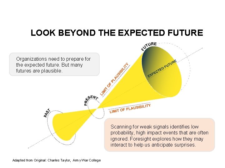 LOOK BEYOND THE EXPECTED FUTURE Organizations need to prepare for the expected future. But