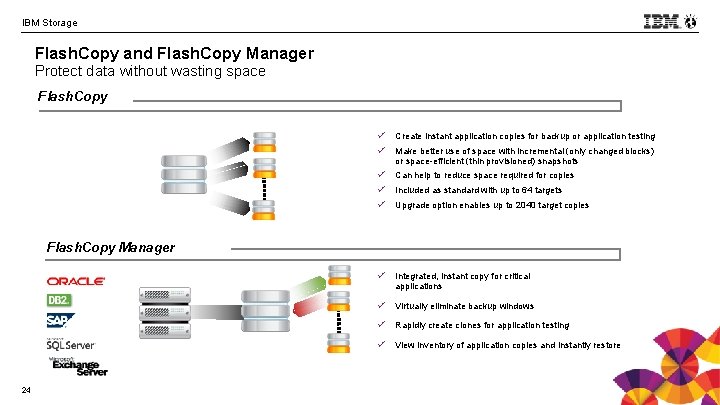 IBM Storage Flash. Copy and Flash. Copy Manager Protect data without wasting space §