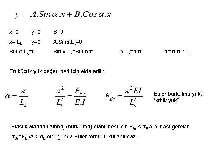 x=0 y=0 B=0 x= Lk y=0 A. Sinα. Lk=0 Sin α. Lk=Sin n. π