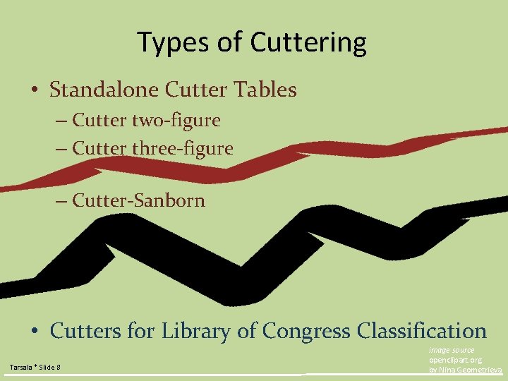 Types of Cuttering • Standalone Cutter Tables – Cutter two-figure – Cutter three-figure –