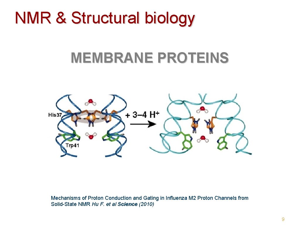 NMR & Structural biology MEMBRANE PROTEINS Mechanisms of Proton Conduction and Gating in Influenza